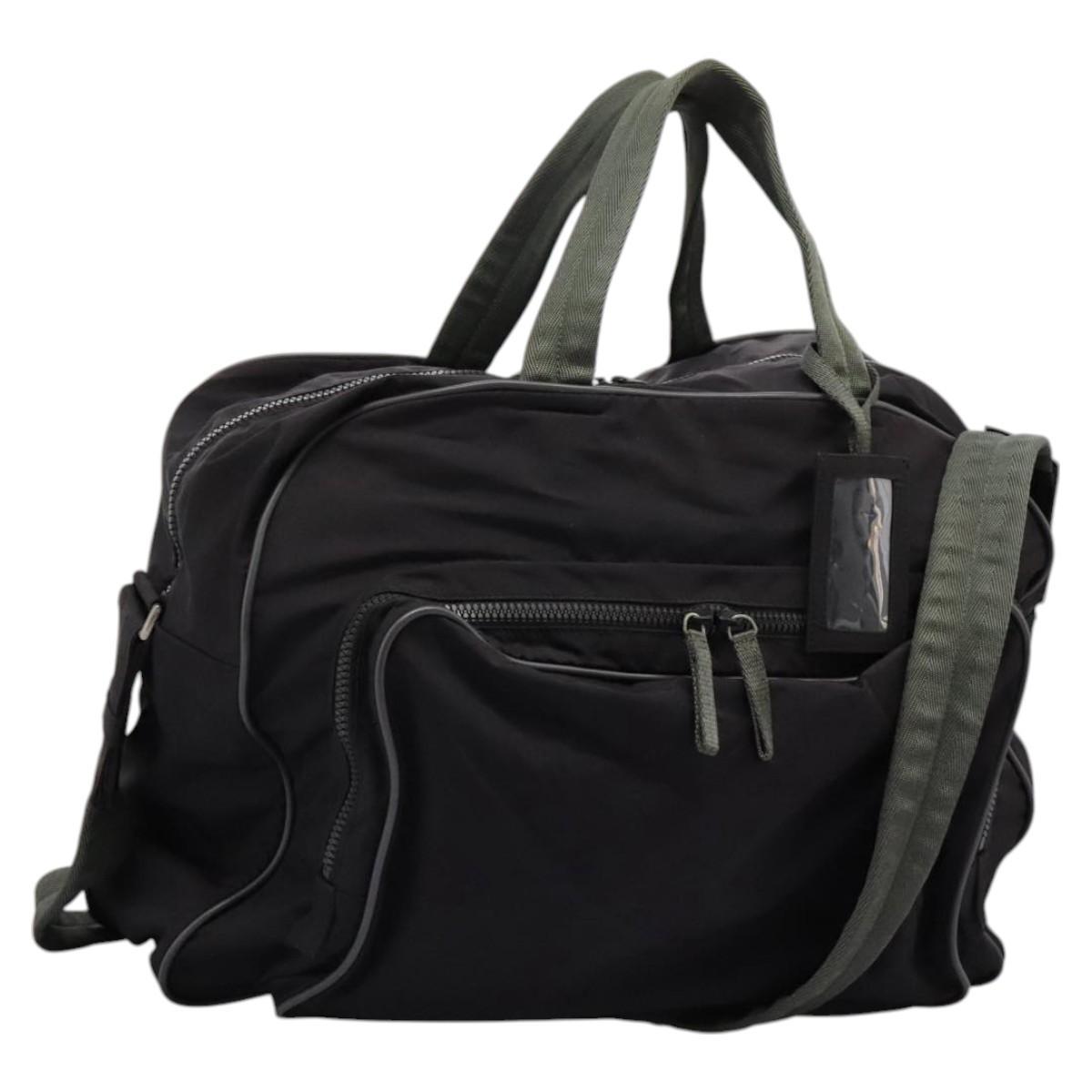Prada Sports Boston Bag Nylon 2way Black Silver Auth Am7943